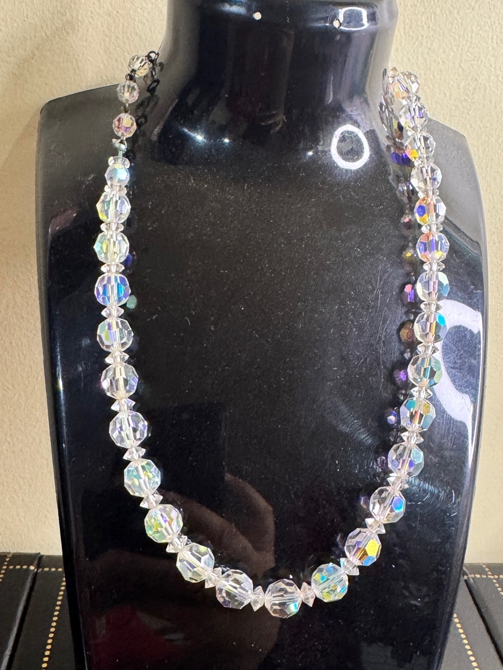 Vintage Crystal Aurora Borealis Bead Necklace - Women Jewelry